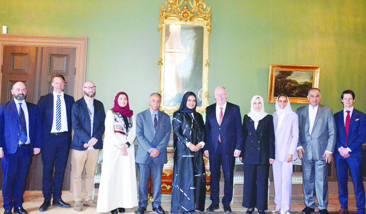Saudi delegation headed by Assistant Speaker Hanan Al-Ahmadi pose for a group photo with officials in Stockholm. (Supplied)