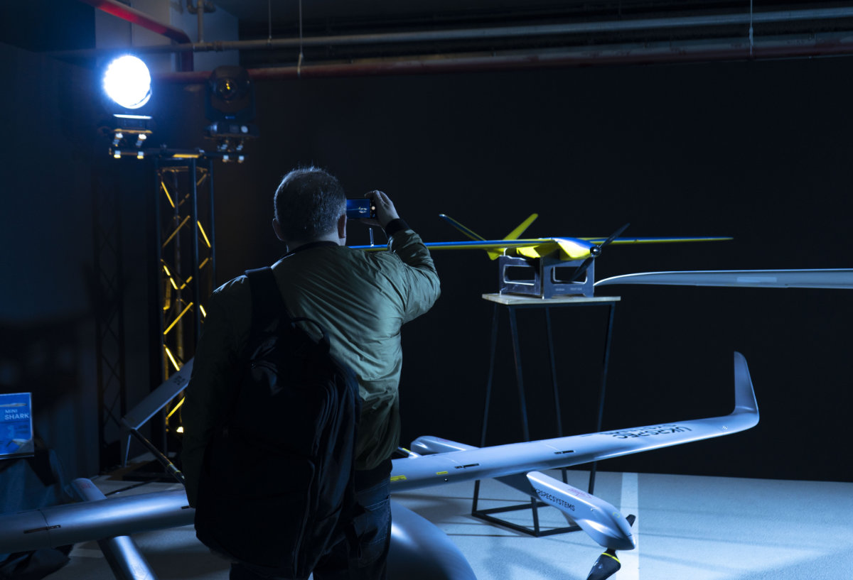 A drone is shown at a Kyiv exhibition on April 26, 2023, featuring Ukrainian technologies being used on the battlefield. (AP)