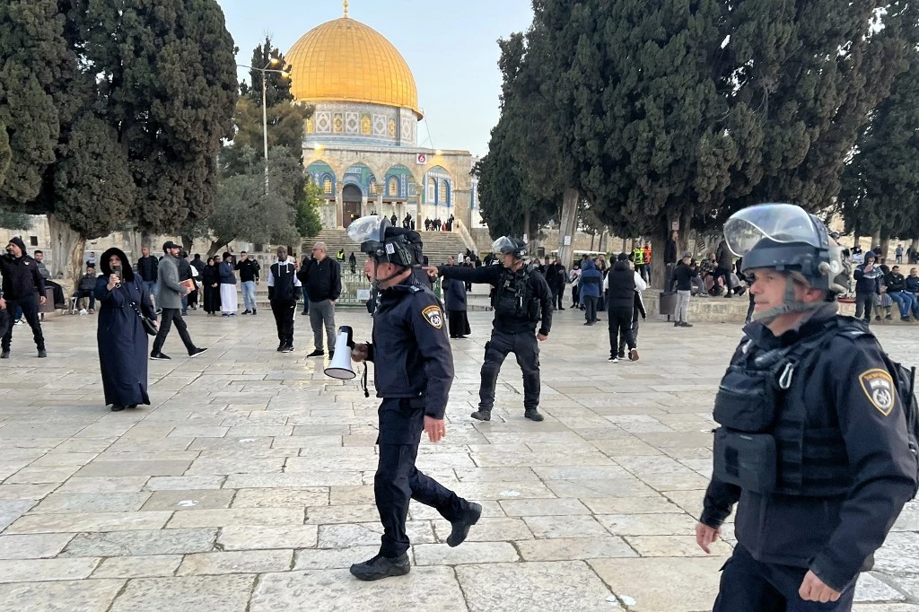 Palestinian worshippers were attacked inside Al-Aqsa Mosque by Israeli police during the holy Muslim month of Ramadan (File/AFP)