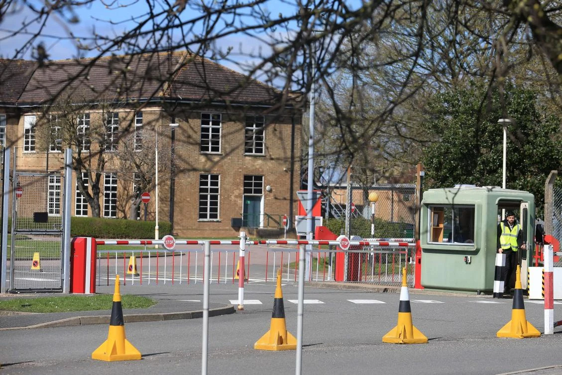 RAF Scampton, where the British government has announced it could house asylum seekers, is pictured north of Lincoln, eastern England on Apr. 3, 2023. (AFP)