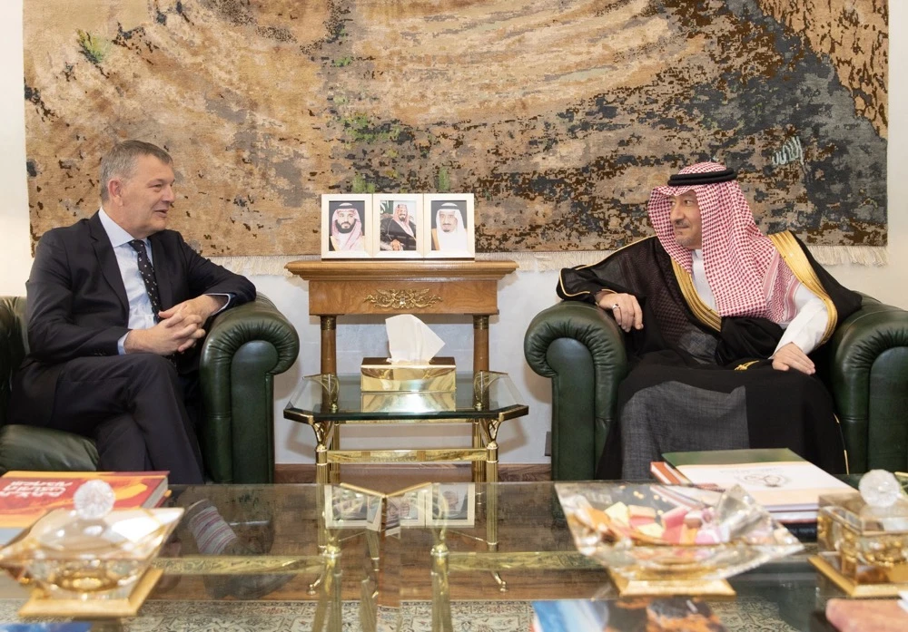 Waleed Al-Khuraiji with Philippe Lazzarini. (SPA)