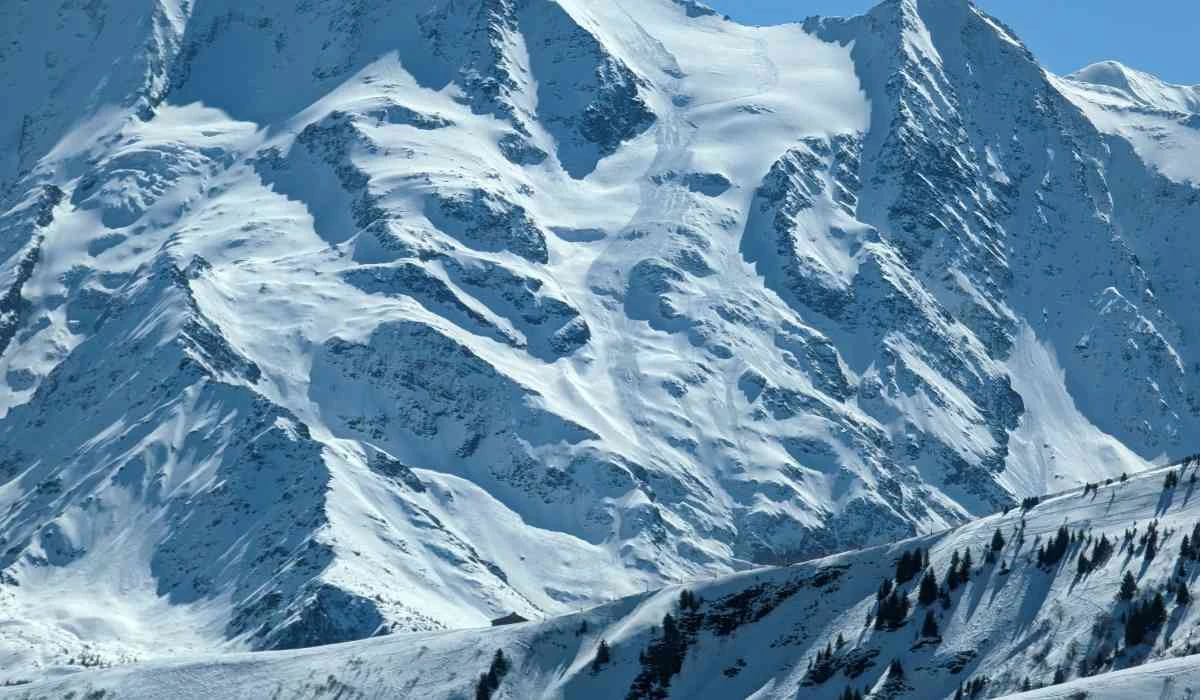 General view shows the aftermath of an avalanche near the Armancette glacier, in the French Alps, as seen from Mont Joux, France, April 9, 2023, in this picture obtained from social media. (REUTERS)