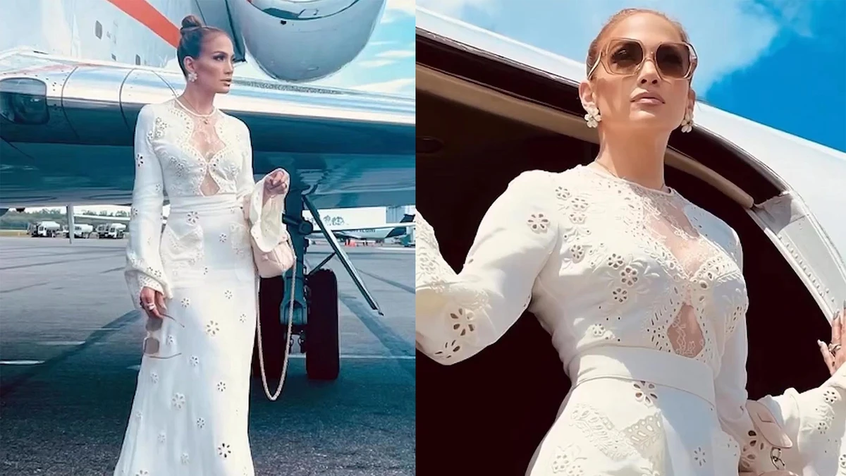 The singer and actress wore a white dress with floral embroidery. (Instagram)