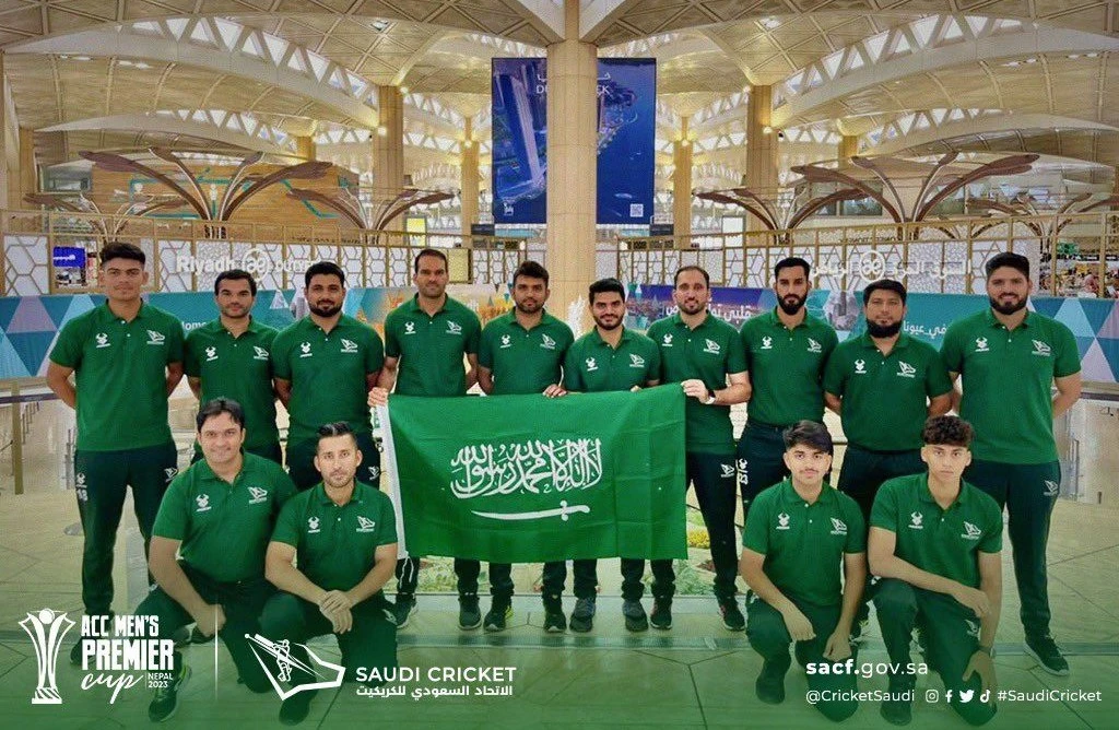 The Saudi cricket team has landed in Nepal for the 2023 ACC Premier Cup. (SACF)