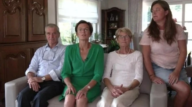 The family of Belgian aid worker Olivier Vandecasteele. Belgium has formally asked Iran to repatriate jailed Vandecasteele from Tehran. (AFP/File)