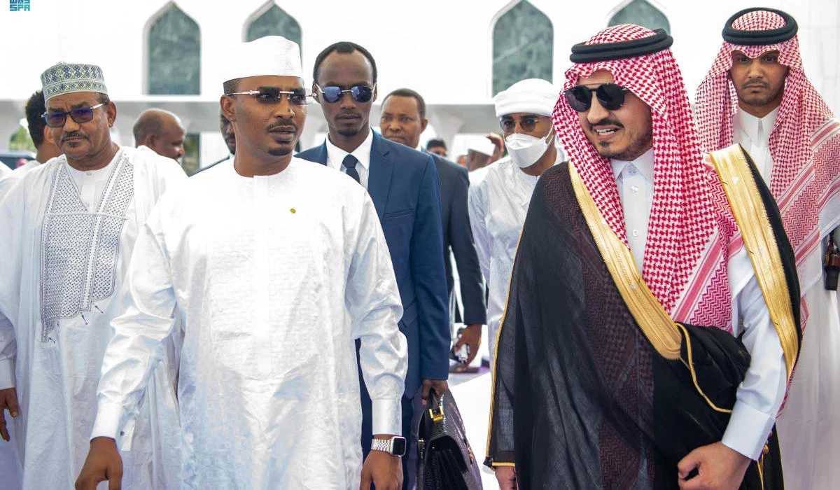 President of Chad’s Transitional Military Council Mahamat Idriss Déby was seen off by Prince Badr bin Sultan. (SPA)