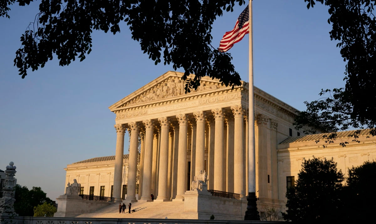 The Supreme Court is seen on Friday, April 21, 2023, in Washington after the court decided to preserve women's access to a drug used in the most common method of abortion, rejecting lower-court restrictions while a lawsuit continues. (AP)