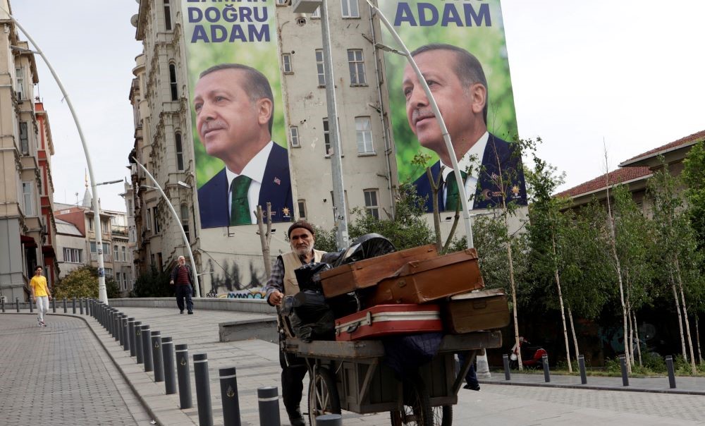 Election posters featuring Turkish President Recep Tayyip Erdogan in Istanbul, Turkiye, May 15, 2023. (Reuters)