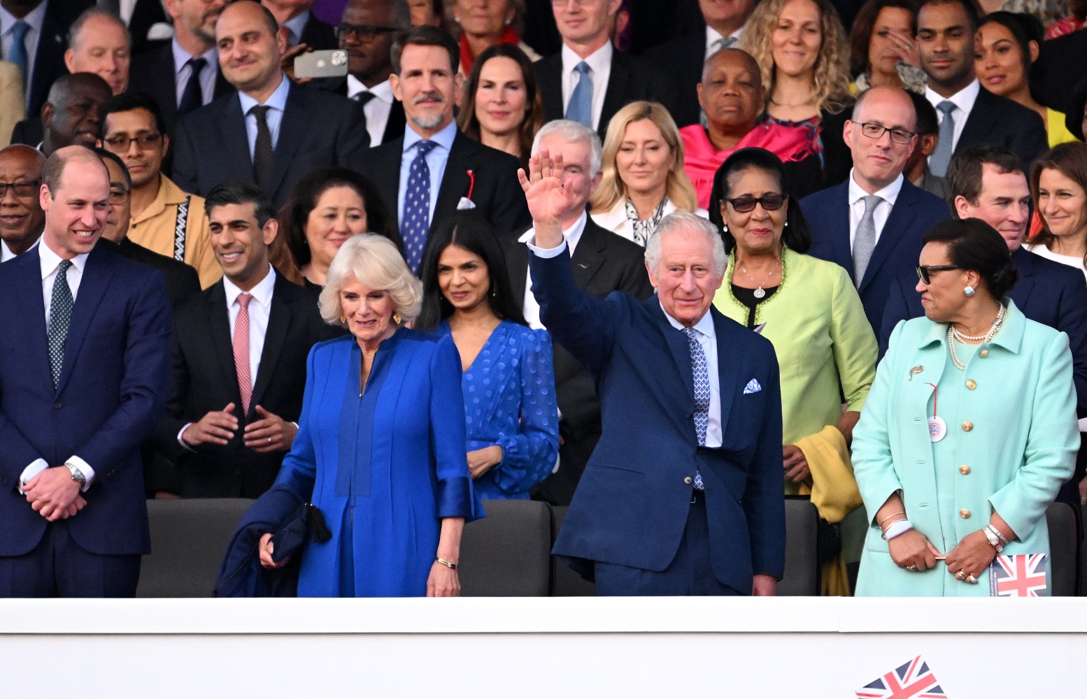King Charles III (2R) and Queen Camilla (2L) at the Coronation Concert held at Windsor Castle. May 7, 2023 (File/AFP)