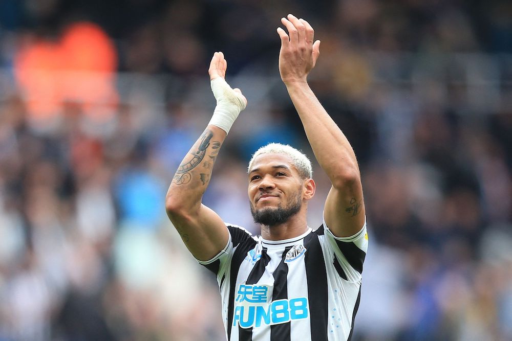 Newcastle United’s Brazilian striker Joelinton celebrates at the end of the English Premier League football match between Newcastle United and Southampton at St James’ Park. (AFP)