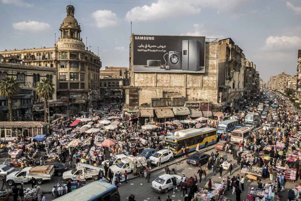 Above, traffic gets tied up in the Egyptian capital of Cairo. A new project aims to alleviate increasing traffic congestion by building a new subway system in the southwestern part of the Cairo metropolitan area. (AFP)