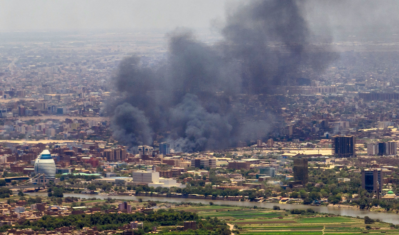 Smoke billows during fighting in the Sudanese capital Khartoum, on May 3, 2023. (AFP)