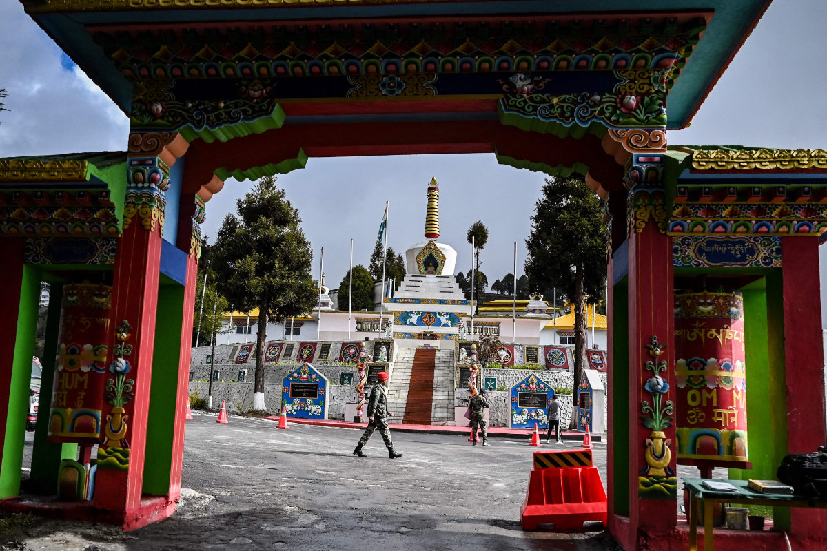 Indian army soldiers at a war memorial in the Tawang district of India's Arunachal Pradesh state. (AFP)