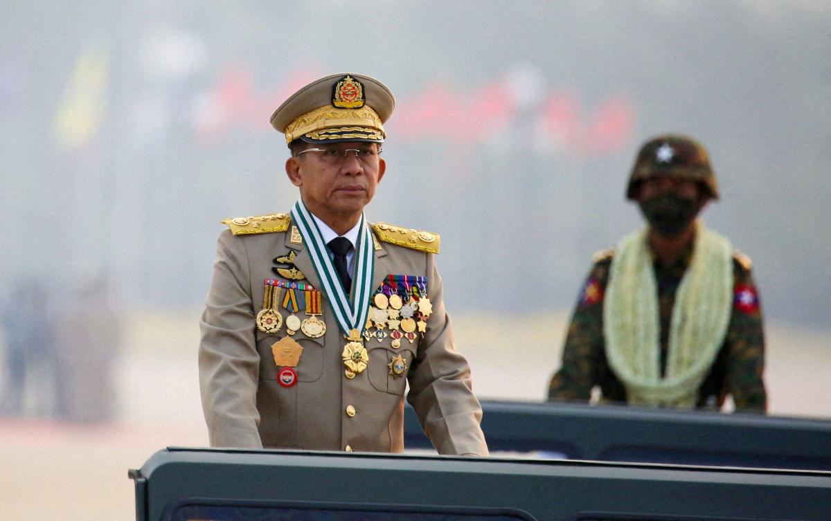 ASEAN leaders have been losing patience with the junta led by Senior General Min Aung Hlaing, above, over its failure to implement the peace consensus and its continued attacks on opponents. (Reuters)