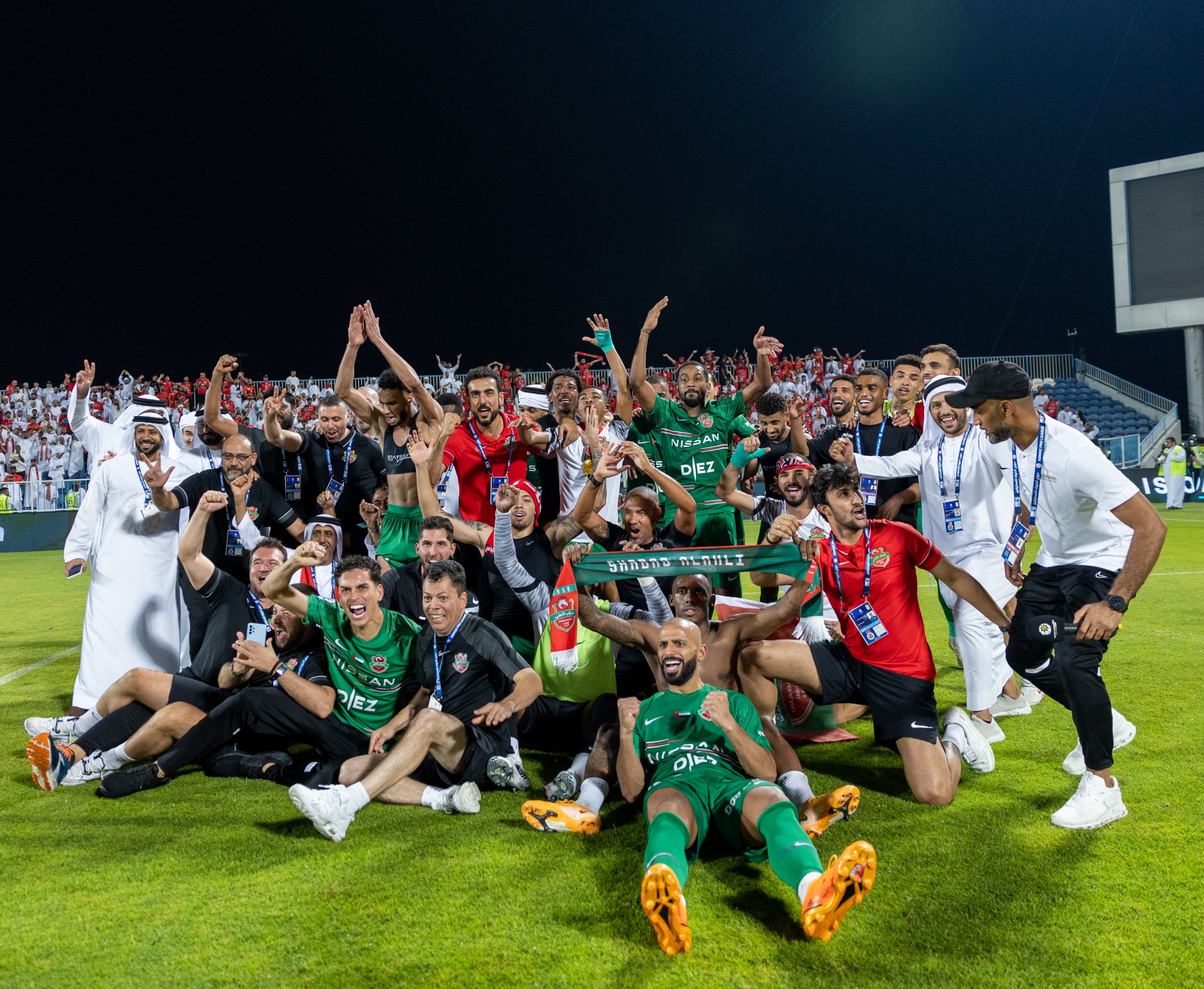 they came from behind to wrap up Their first ADNOC Pro League title in fittingly determined fashion (Twitter/@Shabab_AlAhliFC)