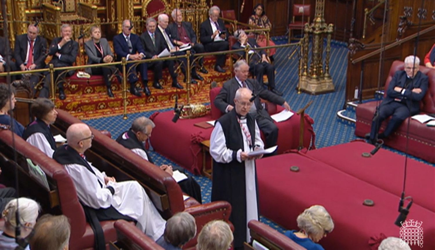 Archbishop of Canterbury Justin Welby speaks during the second reading of the Government’s Illegal Immigration Bill, in the House of Lords in London on May 10, 2023. (AFP)