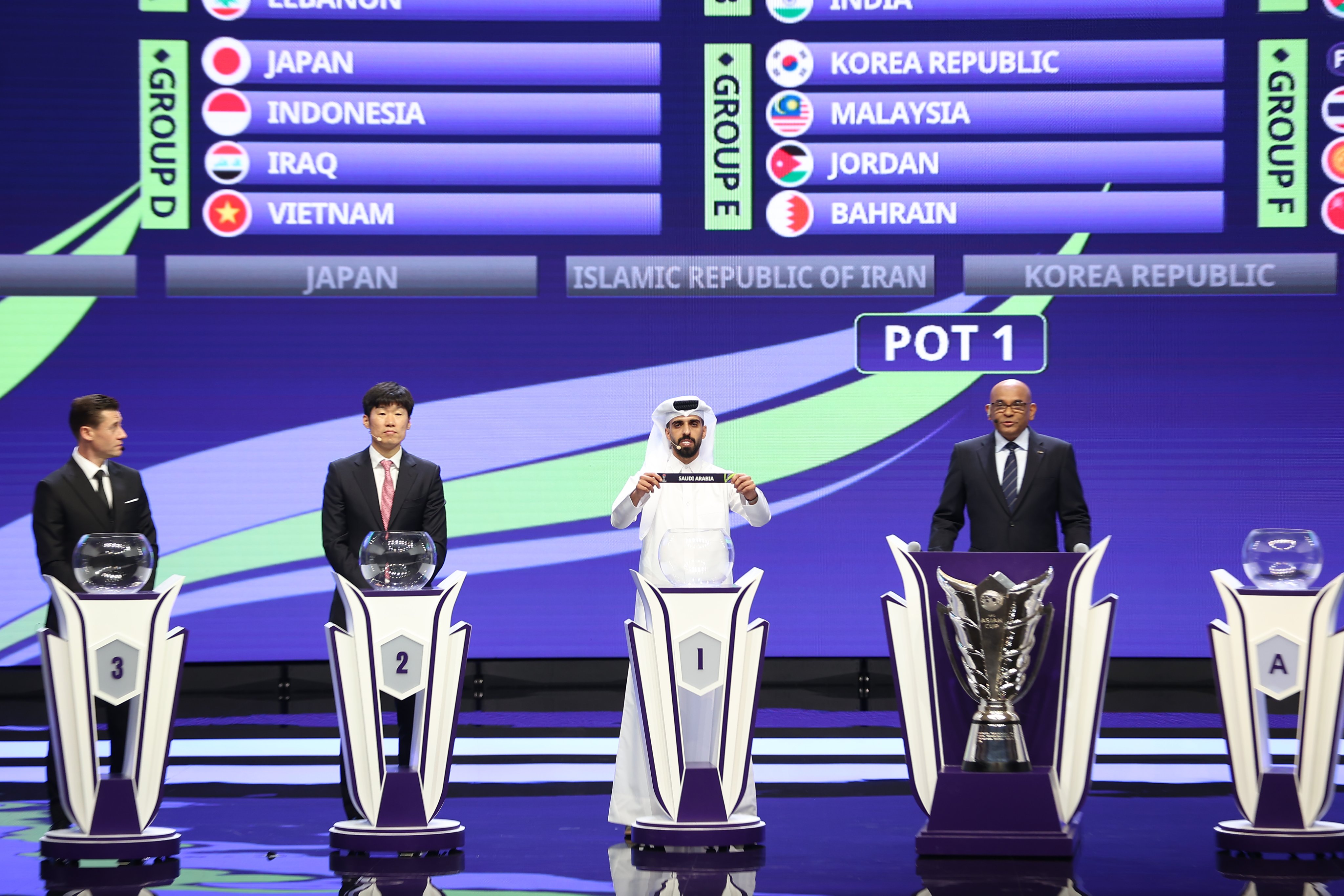 Saudi Arabia are in a 2023 AFC Asian Cup group with Thailand, Kyrgyzstan and Oman. (Twitter/@SaudiNT)
