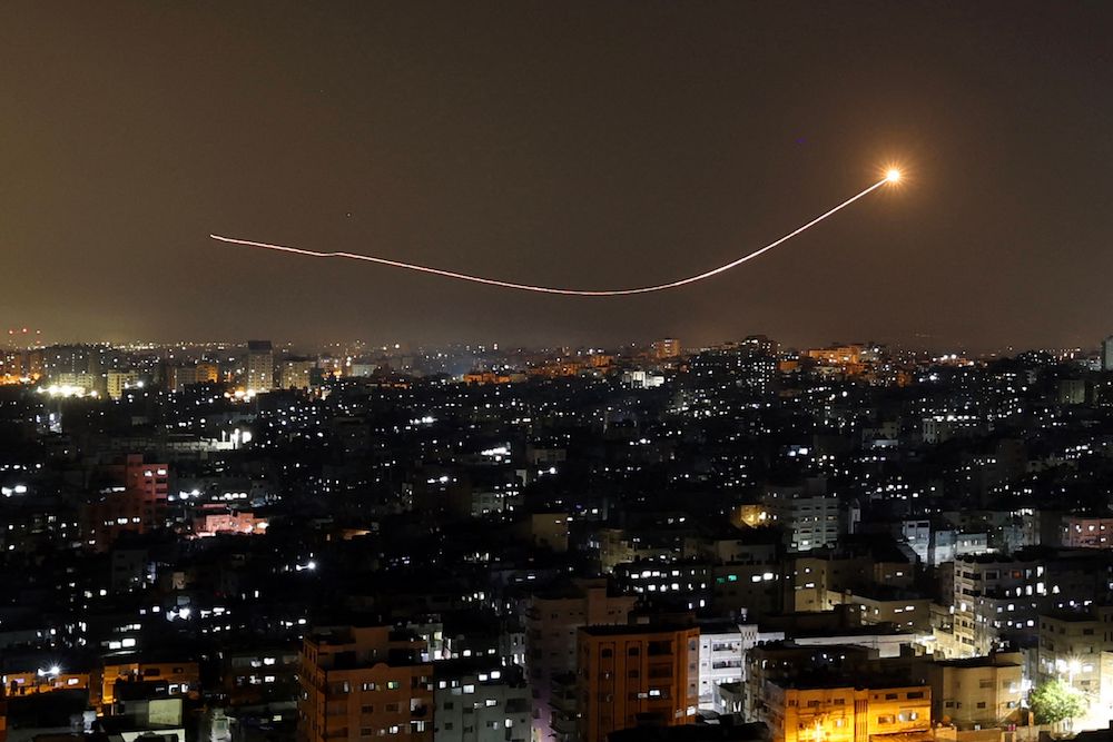 Israel's Iron Dome air defence system intercepts a rocket launched from Gaza City on May 11, 2023, on the third day of the worst escalation of violence in months. (AFP)
