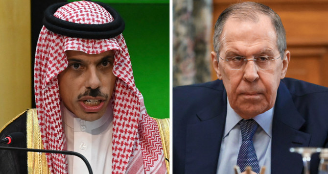 Saudi Arabia’s Foreign Minister Prince Faisal bin Farhan discussed regional and international developments with his Russian counterpart Sergey Lavrov. (AFP/File Photos)