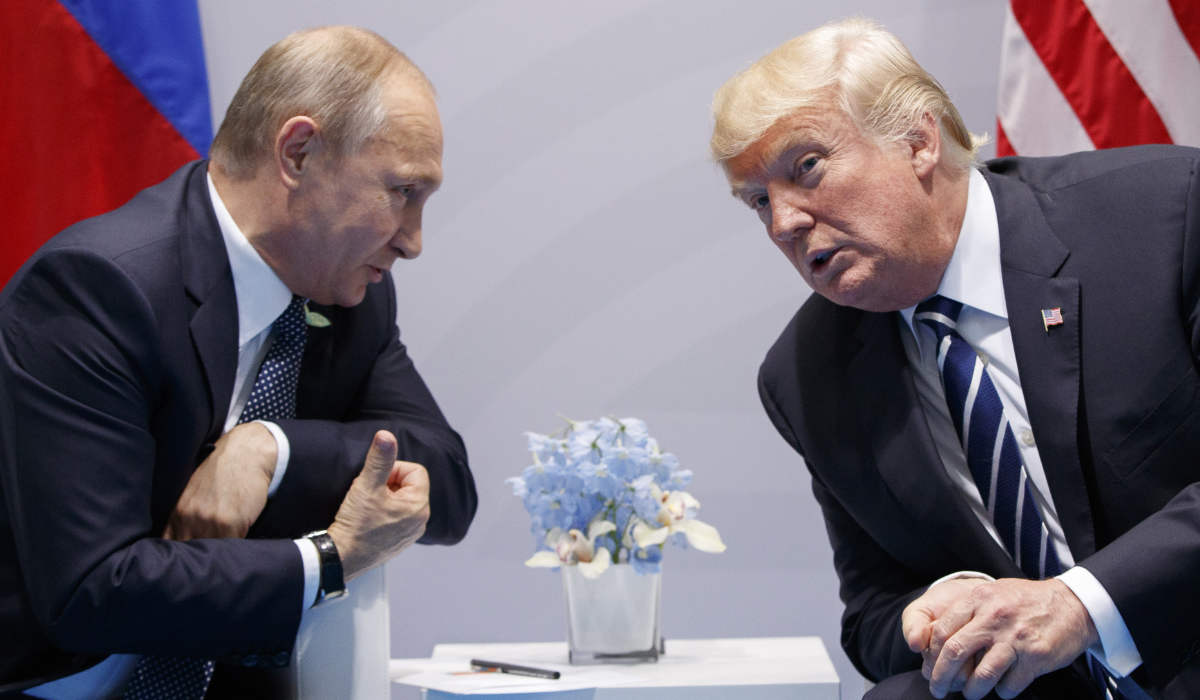 In this Friday, July 7, 2017, file photo US President Donald Trump meets with Russian President Vladimir Putin at the G-20 Summit in Hamburg. (AP)