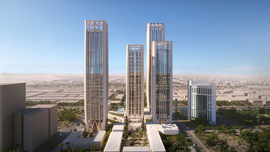 Raffles Riyadh and Sofitel Extended Stay will reside within sparkling glass, 34-story and 42-story towers — creating an iconic presence in the city’s skyline.