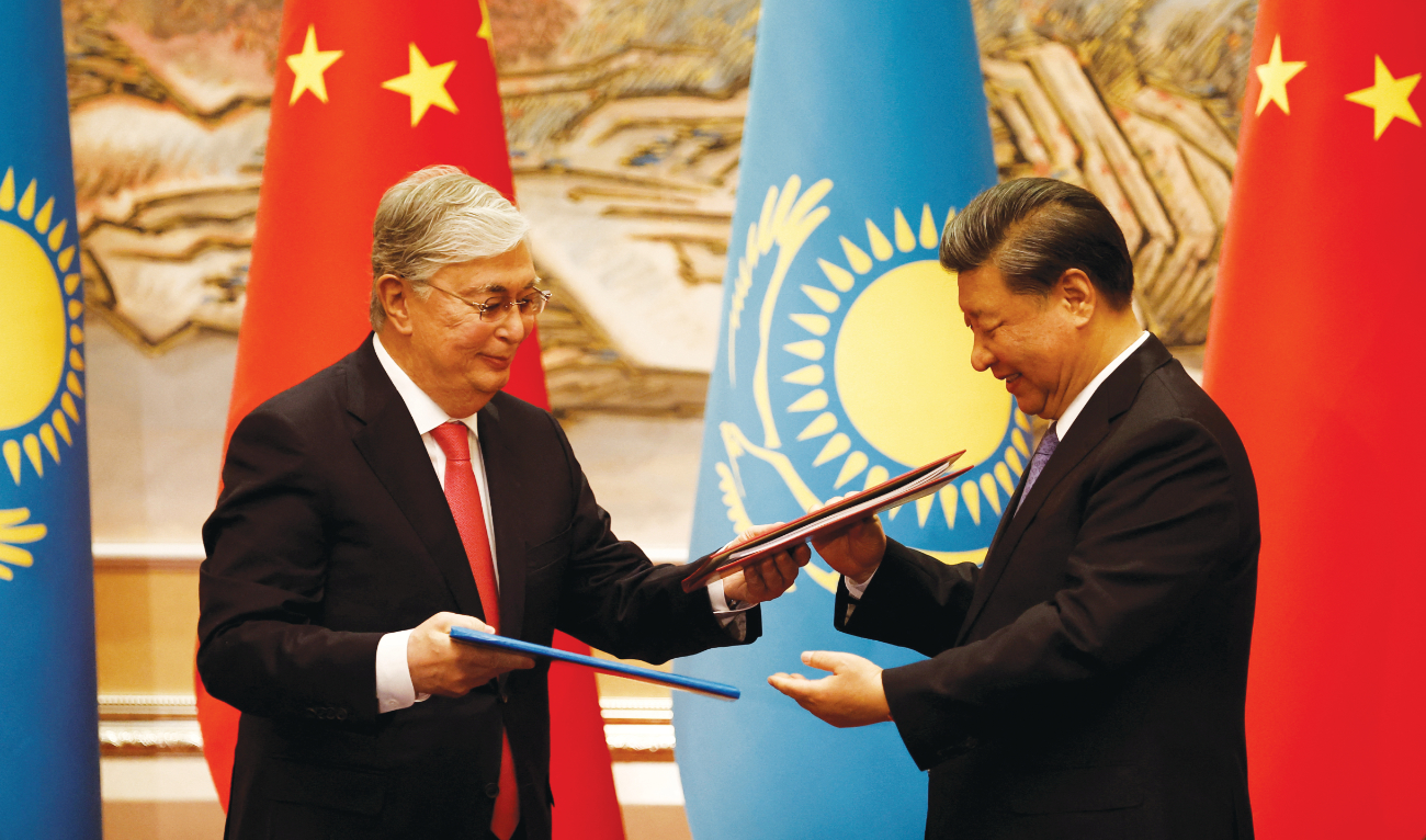 Chinese President Xi Jinping and Kazakhstan’s President Kassym-Jomart Tokayev meeting ahead of the China-Central Asia Summit in Xian, China, on Wednesday. (Reuters)