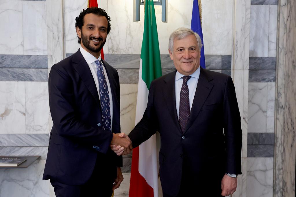 The UAE’s Minister of Economy Abdullah Bin Touq Al-Marri with Italian Deputy Prime Minister and Minister of Foreign Affairs and International Cooperation Antonio Tajani (AN)