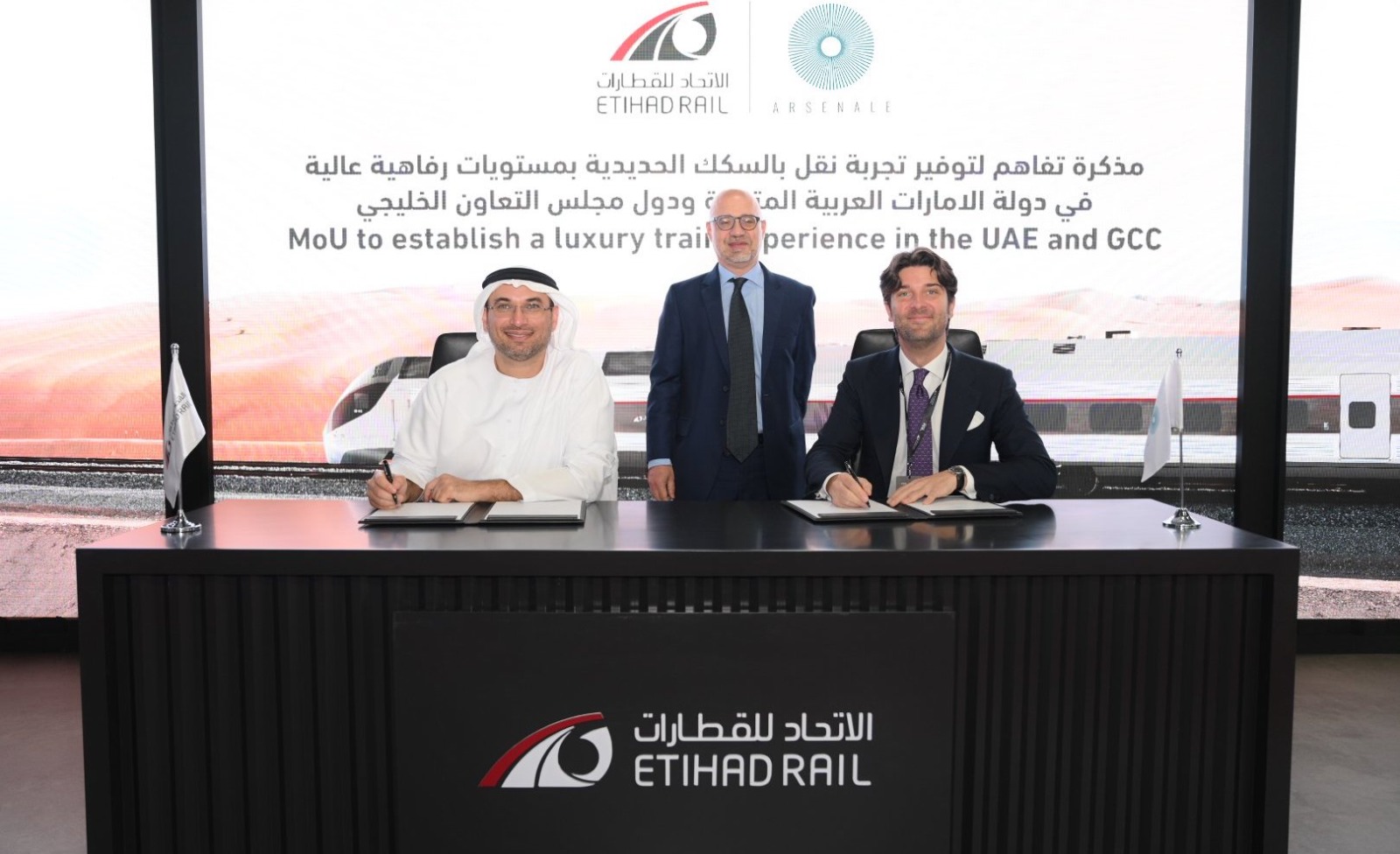 The firms signed a memorandum of understanding during the two-day Middle East Rail Exhibition and Conference in Abu Dhabi (Supplied)