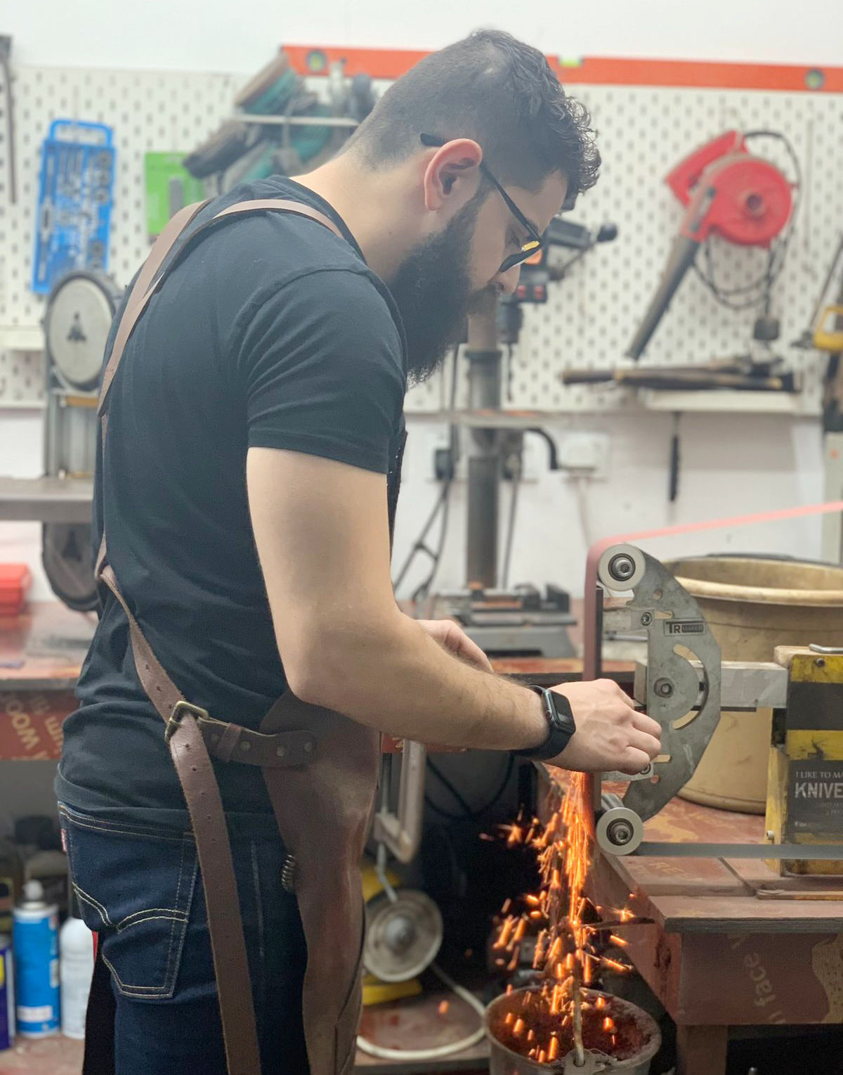 Hashem Alawami became interested in knifemaking while scrolling through Japanese sword making videos on YouTube one day. (Supplied)