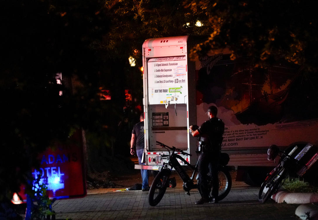 US Secret Service and other law enforcement agencies investigate a rented box truck that crashed into security barriers at Lafayette Park across from the White House in Washington, US. (Reuters)