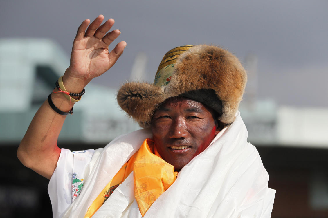 Kami Rita Sherpa reached the 8,849-meter summit by the traditional southeast ridge route. (AP)