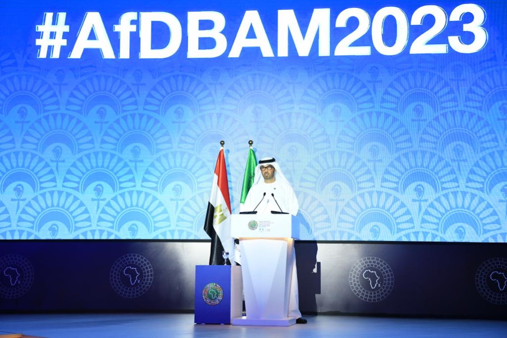 COP28 President-Designate Dr. Sultan bin Ahmed Al-Jaber at the African Development Bank Annual Meeting. (WAM)