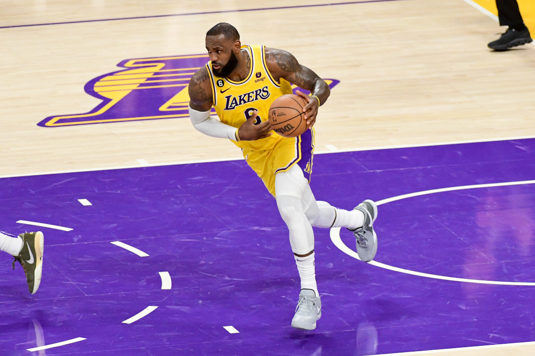 LeBron James #6 of the Los Angeles Lakers dribbles the ball during Game 4 of the 2023 NBA Playoffs Western Conference Finals. (File/AFP)