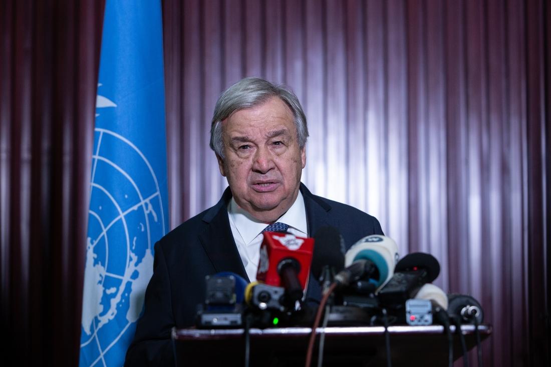 Antonio Guterres appealed for “an immediate and major injection of funding” to stop people from dying. (AFP)