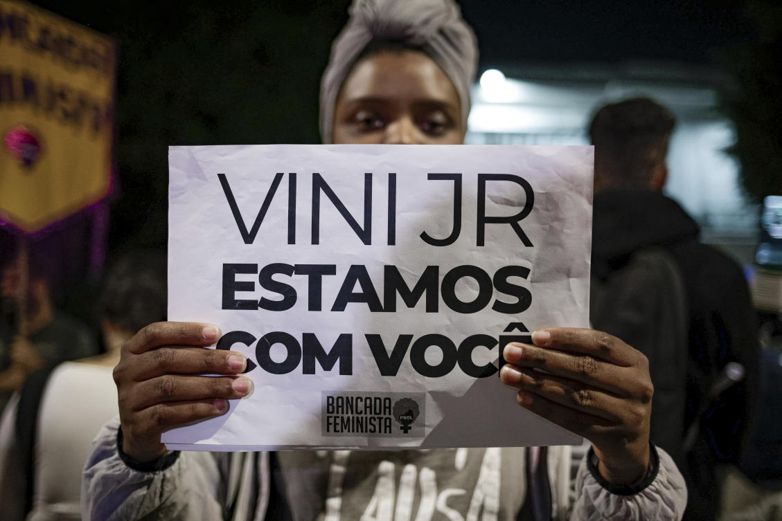 Vinicius Jr has been in the spotlight since Sunday when racist chants were hurled at him at Valencia's Mestalla stadium. (AP)