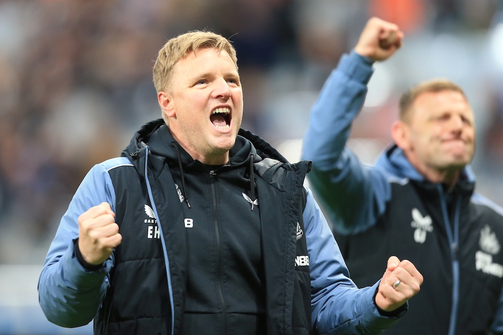 Newcastle United head coach Eddie Howe admits his squad are bumped and bruised heading to West London this weekend. (AFP)