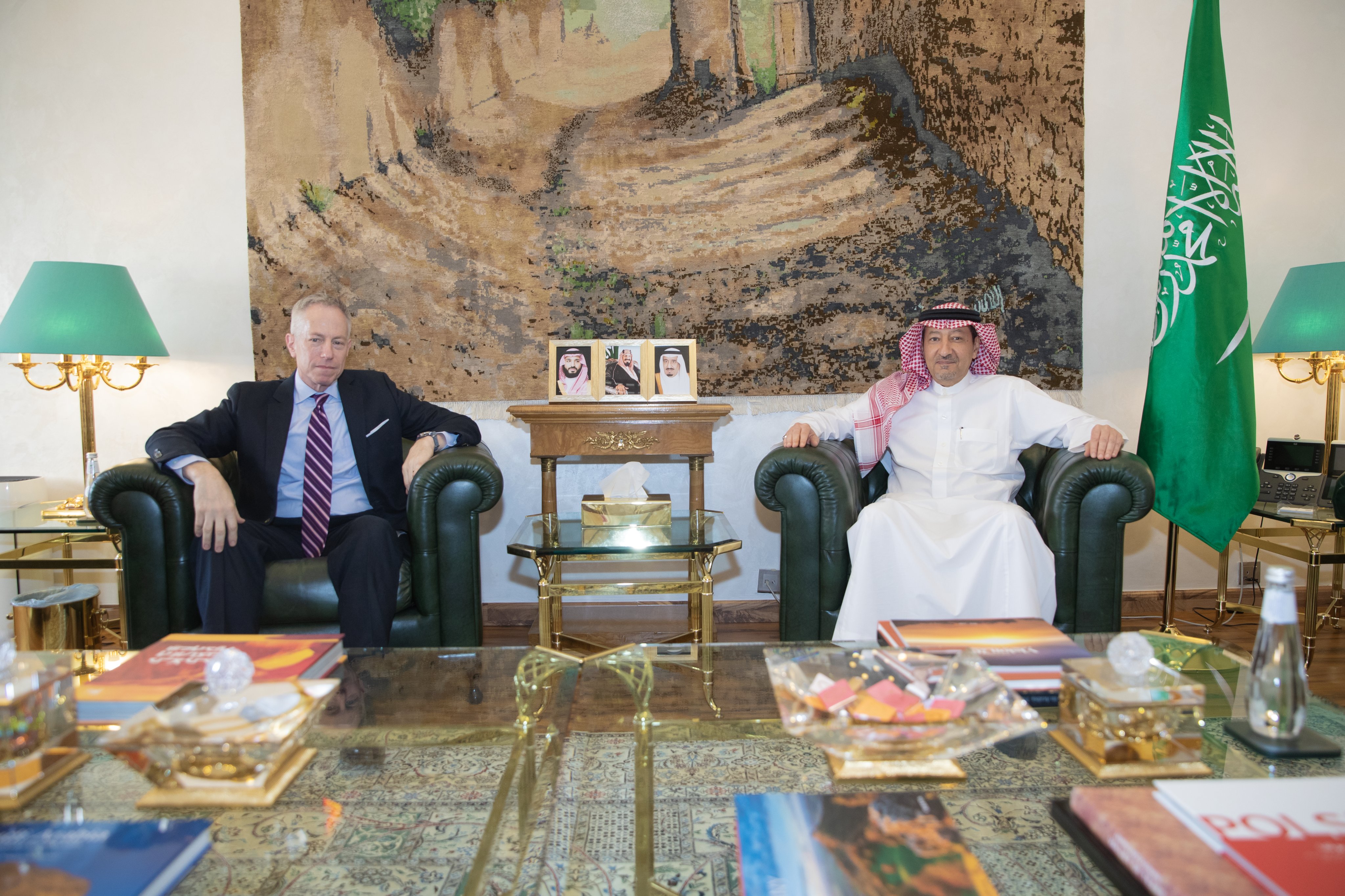 Saudi Deputy FM Waleed Al-Khuraiji received the newly appointed US Ambassador to the Kingdom Michael Ratney on Sunday. (SPA)