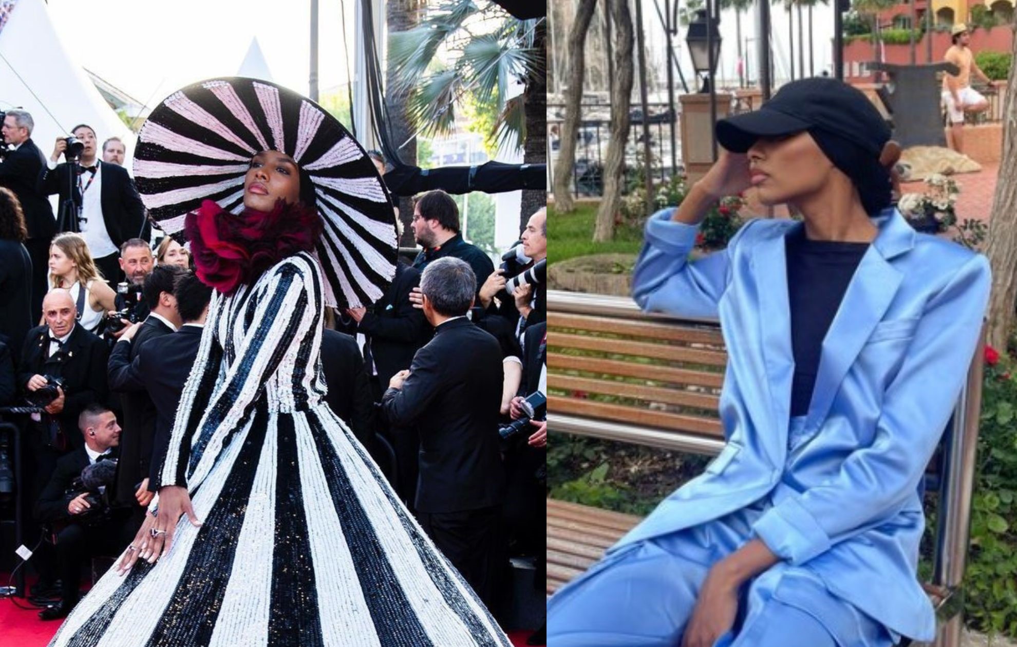 Swedish Somali model Ikram Abdi swapped the Cannes Film Festival red carpet for the racetrack this week as she jetted from the south of France to Monaco. (Supplied)