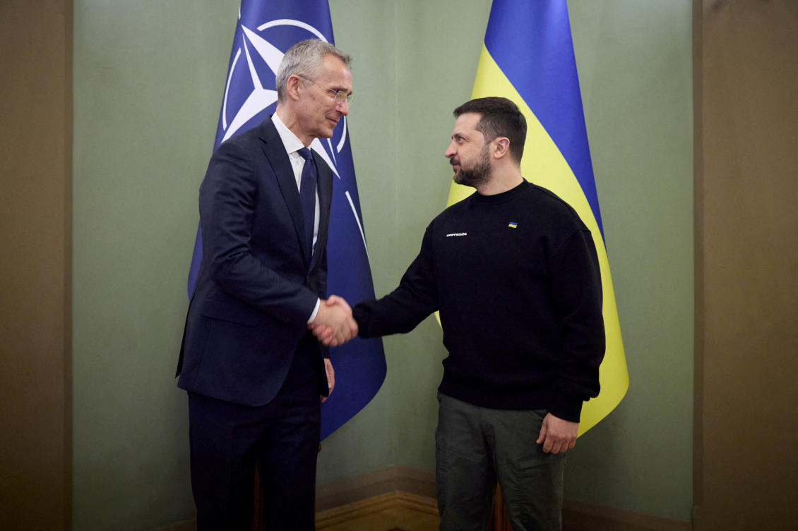 NATO Secretary-General Jens Stoltenberg had made it clear that Ukraine will not be able to join the alliance as long as the war against Russia continues. Above, the NATO chief with Ukrainian president Volodymyr Zelensky. (Reuters)