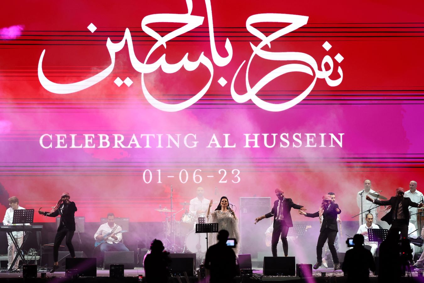 Jordanian singer Diana Karazon performs during a free concert to celebrate the upcoming wedding of Jordan's Crown Prince at Amman International Stadium on May 29. (AFP)