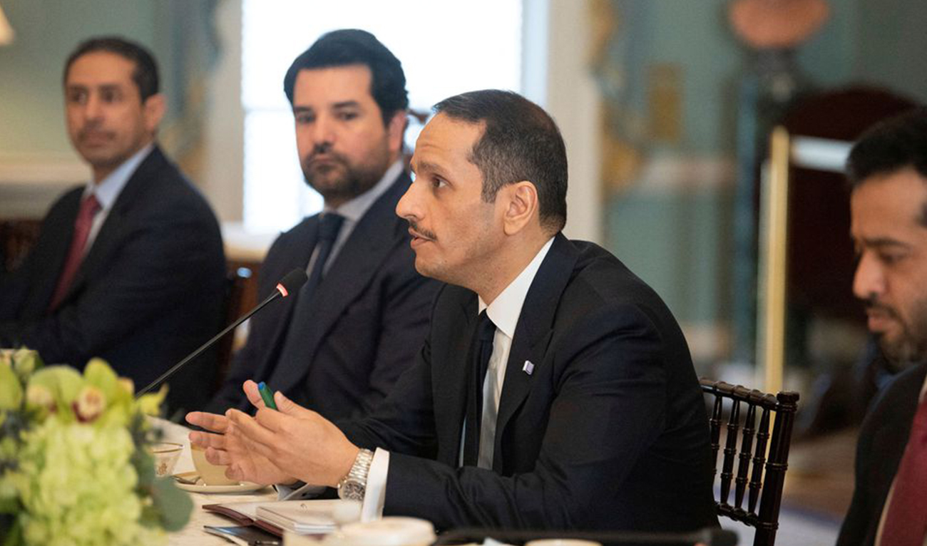 Qatar's then deputy prime minister and foreign minister, Mohammed bin Abdulrahman Al Thani, speaks during a meeting with U.S. Secretary of State Antony Blinken, in Washington, U.S. February 10, 2023. (REUTERS)
