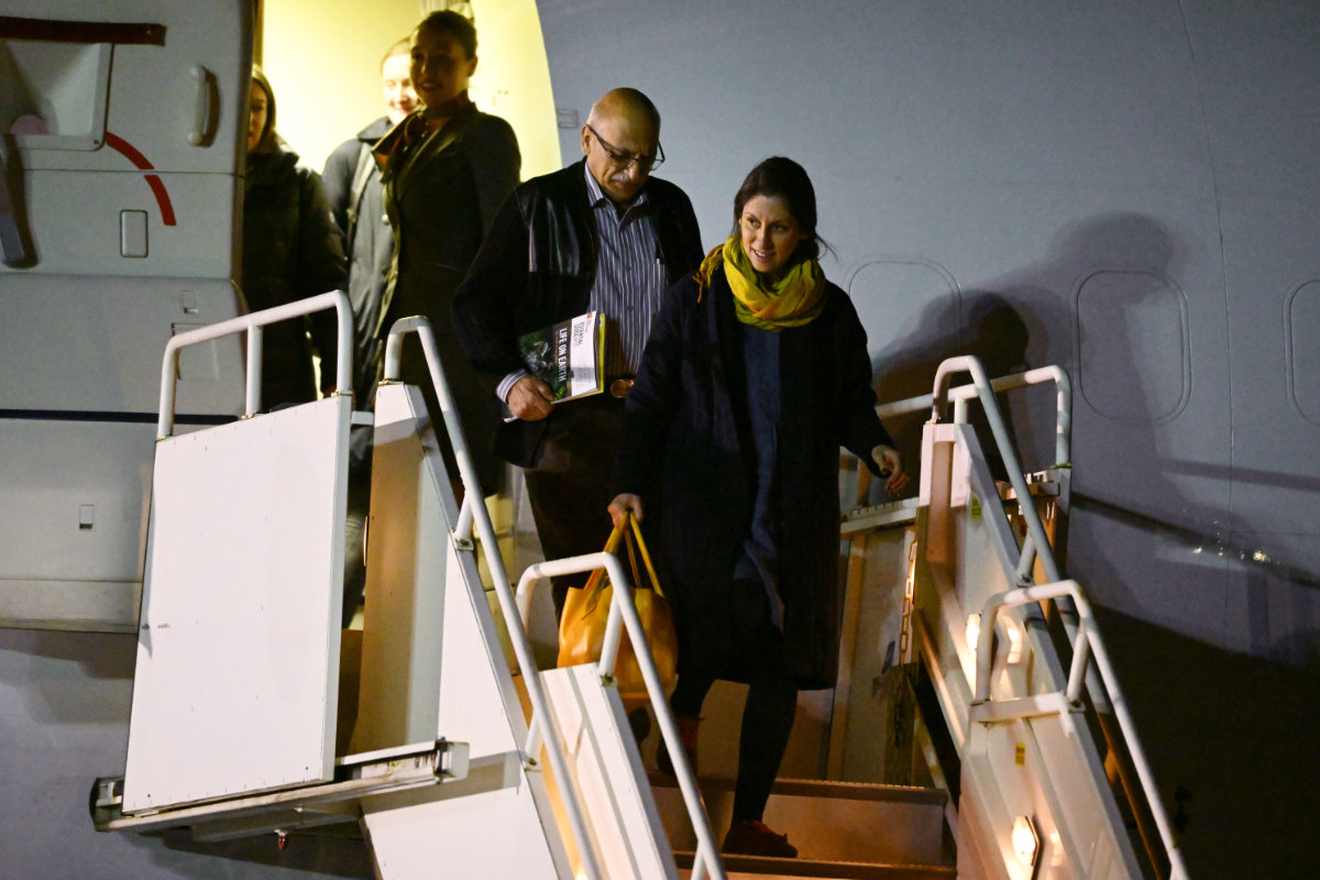 Nazanin Zaghari-Ratcliffe and Anoosheh Ashoori arriving in England on March 17, 2022, after being freed from Iran. (AFP file)