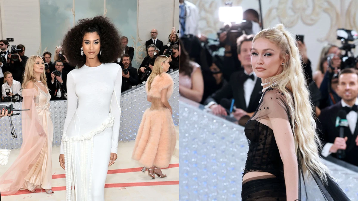 Imaan Hammam (L) wore a Standing Ground dress, which Gigi Hadid (R) wore a Givenchy ensemble. (Getty/ AFP)
