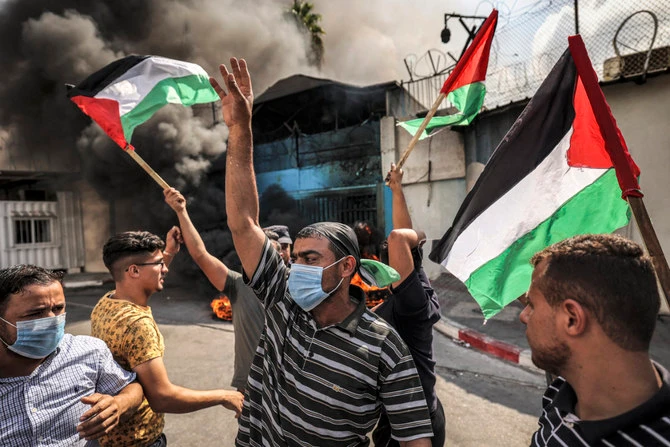 Palestinians protests against Israeli abuses outside the UNWRA office in Gaza City on September 19, 2022. (File/AFP)