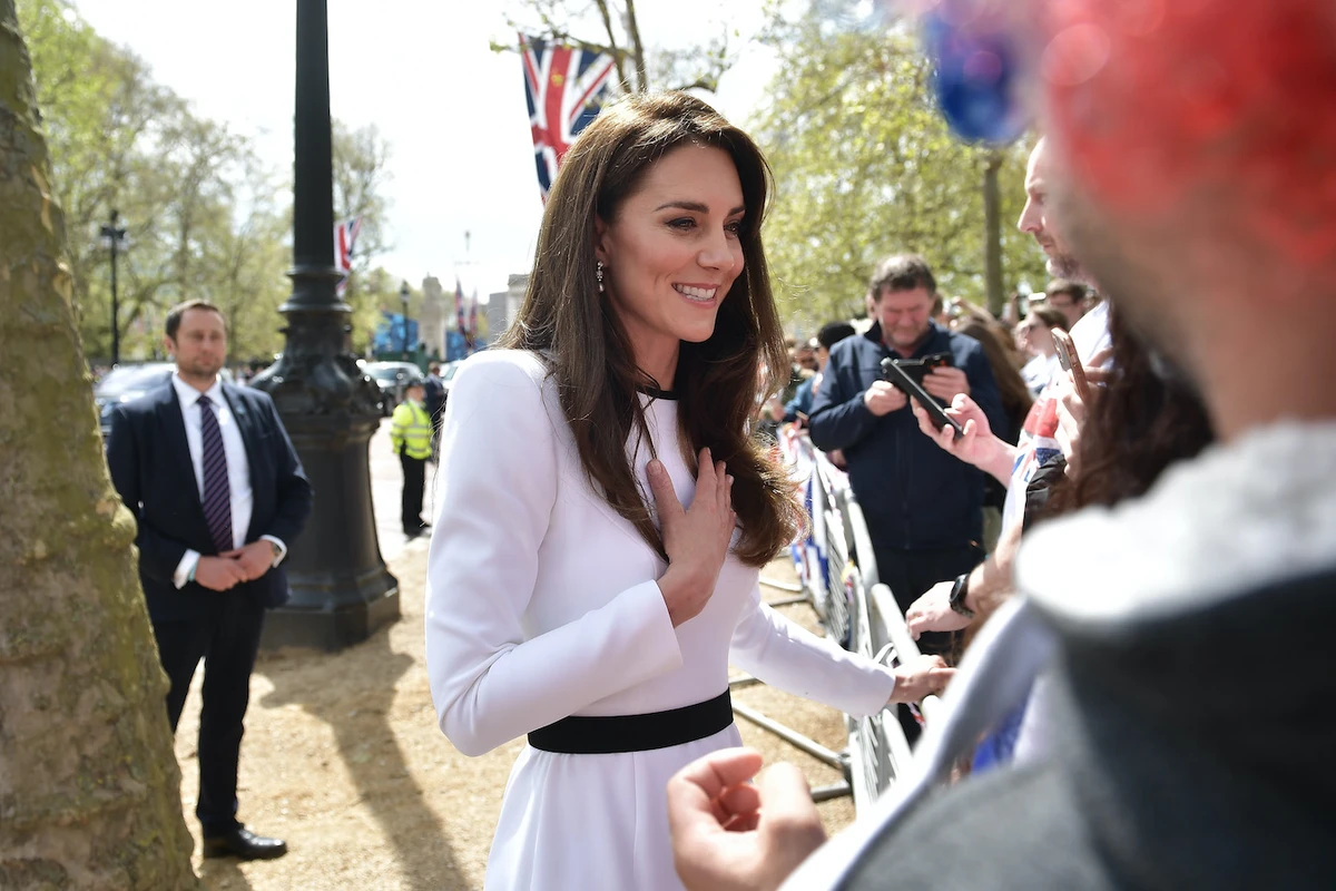 The earrings feature round diamond studs, with baguette-cut diamonds. (Getty Images)