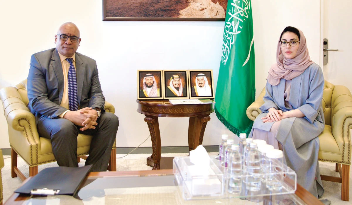 Sara Al-Sayed holds talks with Vladimir Gonzalez Quesada in Riyadh. (Supplied)