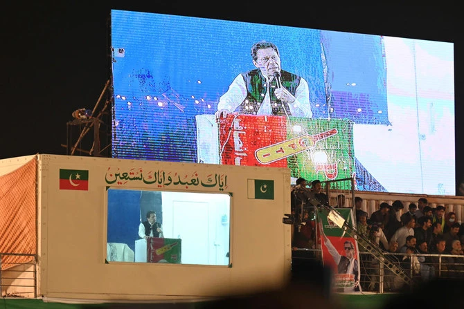 Pakistan’s former prime minister Imran Khan claims that a senior intelligence officer Maj. Gen. Faisal Naseer was involved in an assassination attempt last year during which he was shot in the leg. (AFP)