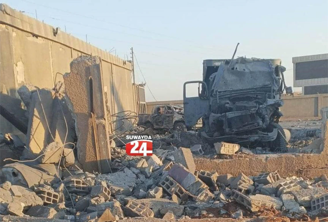 A photo from Syrian website Suwayda24 purportedly shows the compound owned by Captagon cartel leader Merhi Al-Ramthan after the airstrikes. (Supplied)