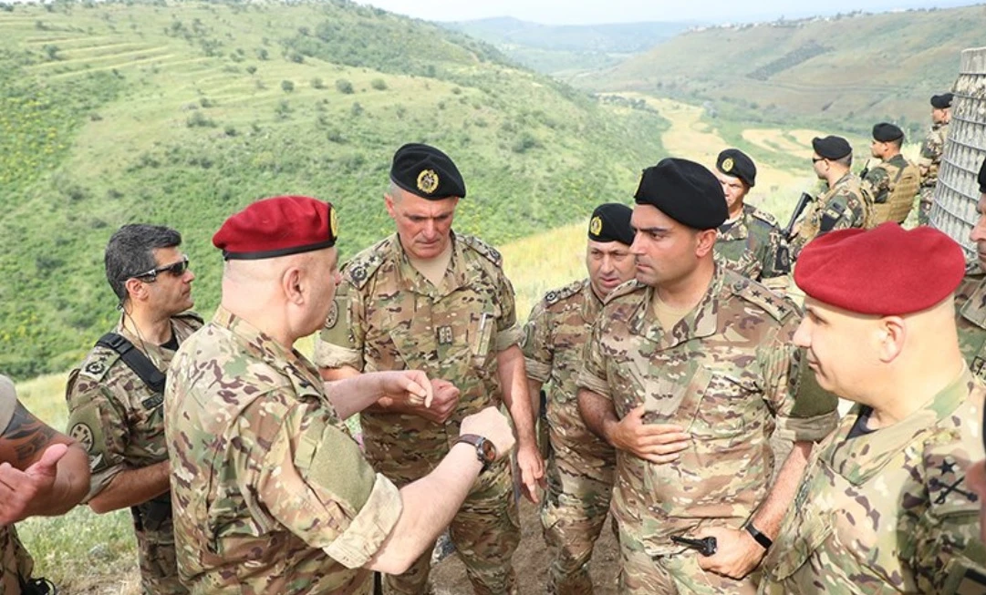 The arrests follow a visit by army chief Gen. Joseph Aoun to the 1st Land Border Regiment on Lebanon’s northern border with Syria. (Twitter/@LebarmyOfficial)