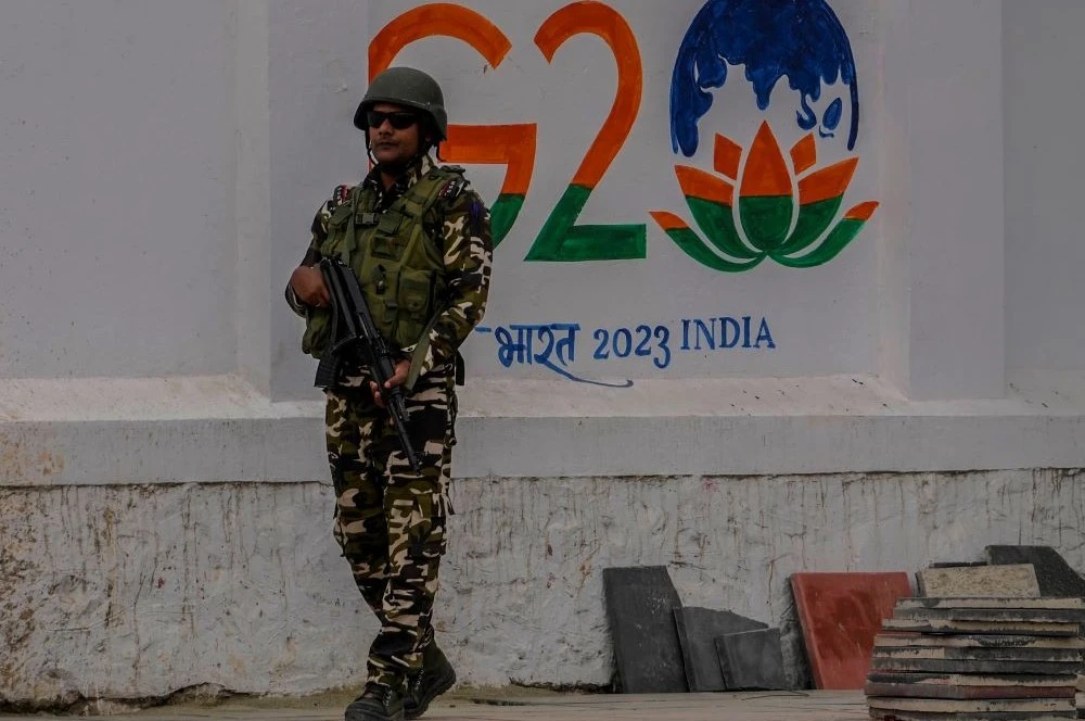 An Indian paramilitary soldier stands guard in Srinagar, Indian controlled Kashmir, Tuesday, May 16, 2023. (AP Photo)